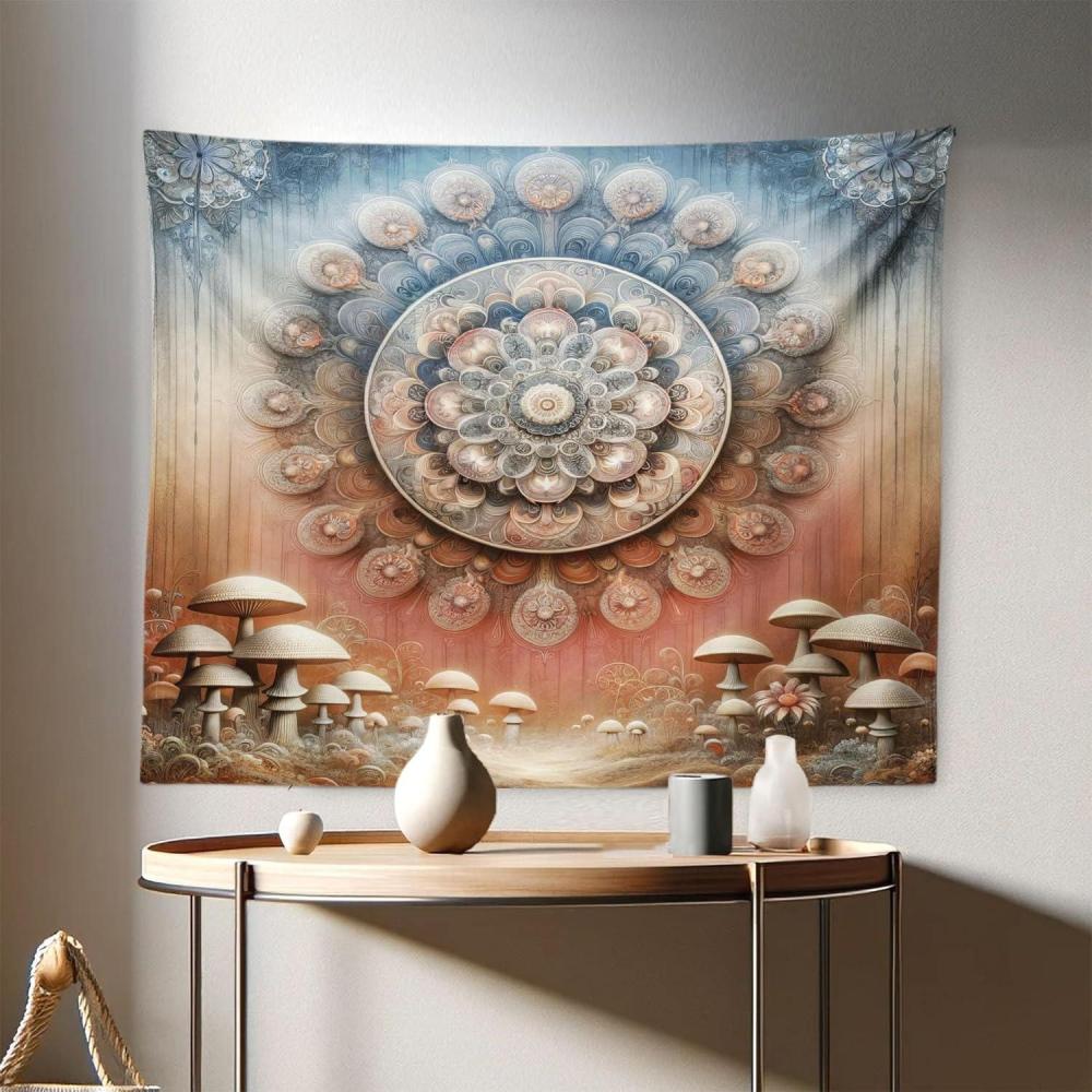 imageAmbesonne Flower Tapestry Modern Lines Leafy Eucalyptus Pattern with Tender Sunflower and Peony Fabric Wall Hanging Decor for Bedroom Living Room Dorm 28 X 23 Grey Teal Laurel GreenPale Ruby Blue Grey Ecru