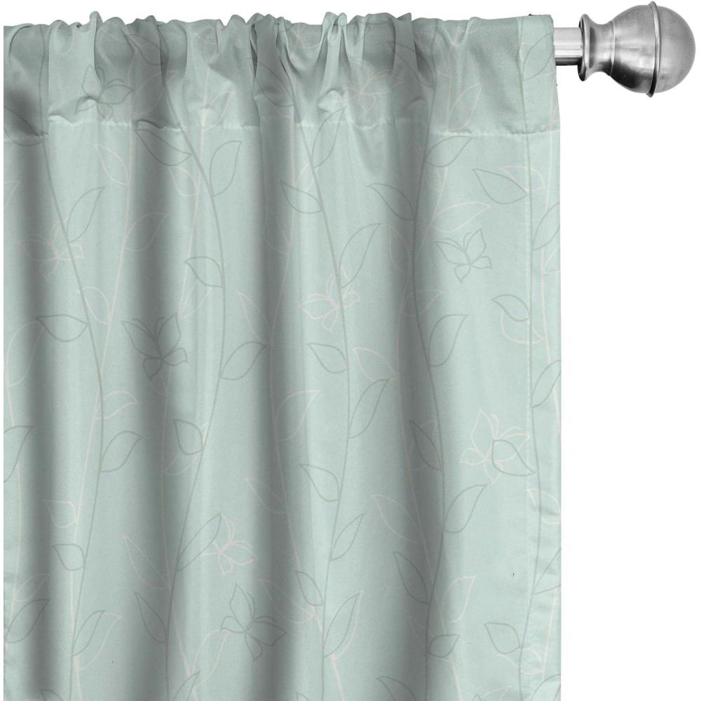 imageAmbesonne Garden Scene Curtains Autumn Vibes Romantic Themed Monochrome Daisy Pattern Neutral Art Window Treatments 2 Panel Set for Living Room Bedroom Pair of  28 x 95 Charcoal Grey EggshellMint Green