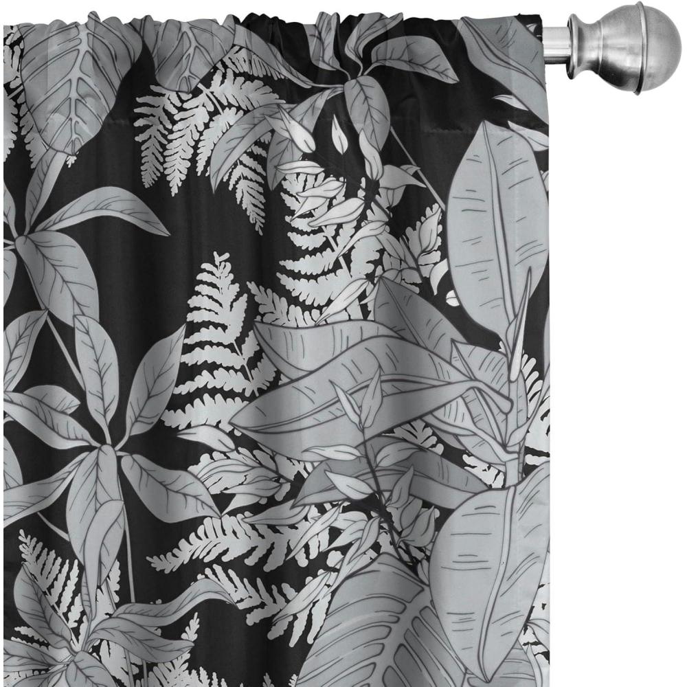 imageAmbesonne Garden Scene Curtains Autumn Vibes Romantic Themed Monochrome Daisy Pattern Neutral Art Window Treatments 2 Panel Set for Living Room Bedroom Pair of  28 x 95 Charcoal Grey EggshellCharcoal Grey and Pale Grey