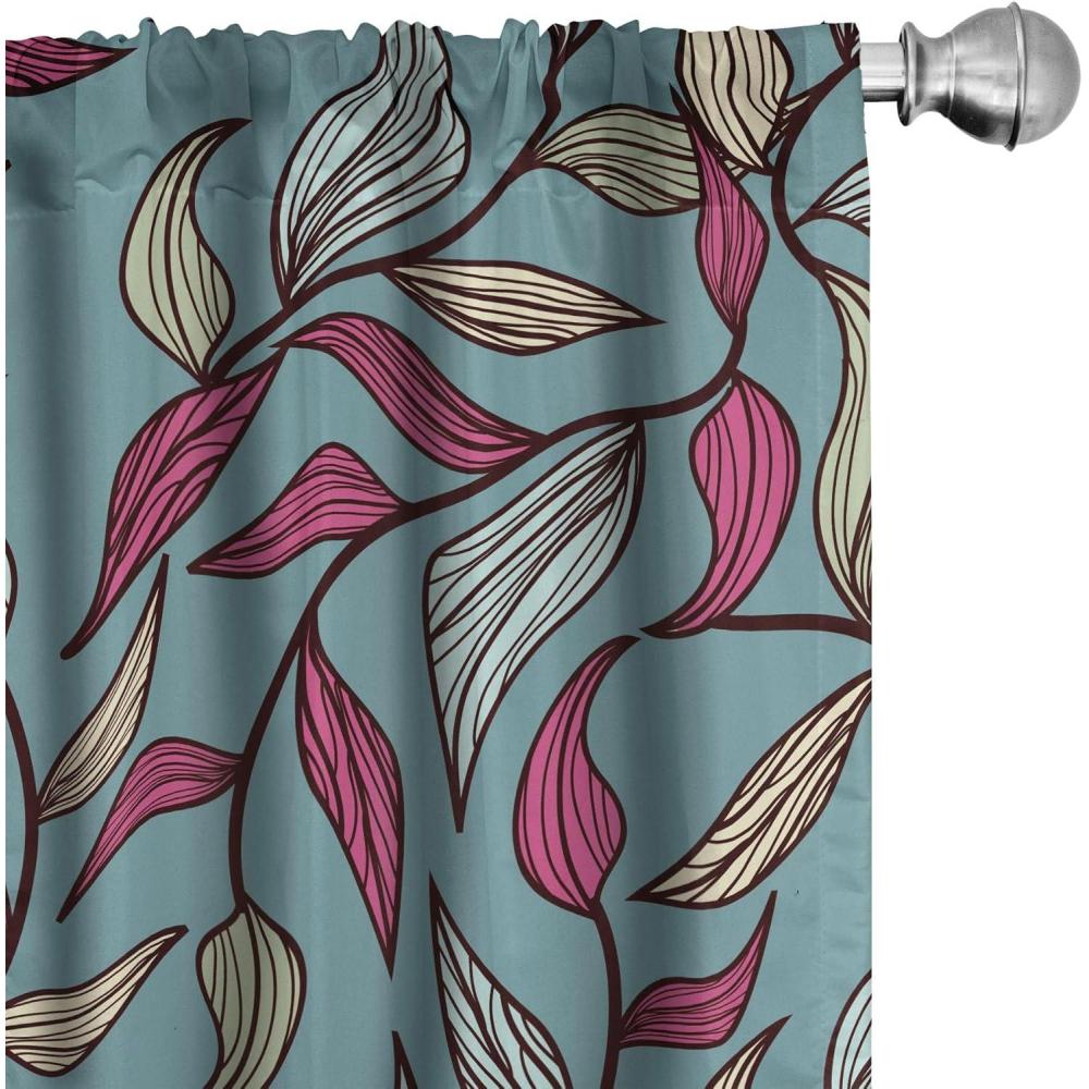 imageAmbesonne Garden Scene Curtains Autumn Vibes Romantic Themed Monochrome Daisy Pattern Neutral Art Window Treatments 2 Panel Set for Living Room Bedroom Pair of 28 x 95 Charcoal Grey EggshellCadet Blue and Cream