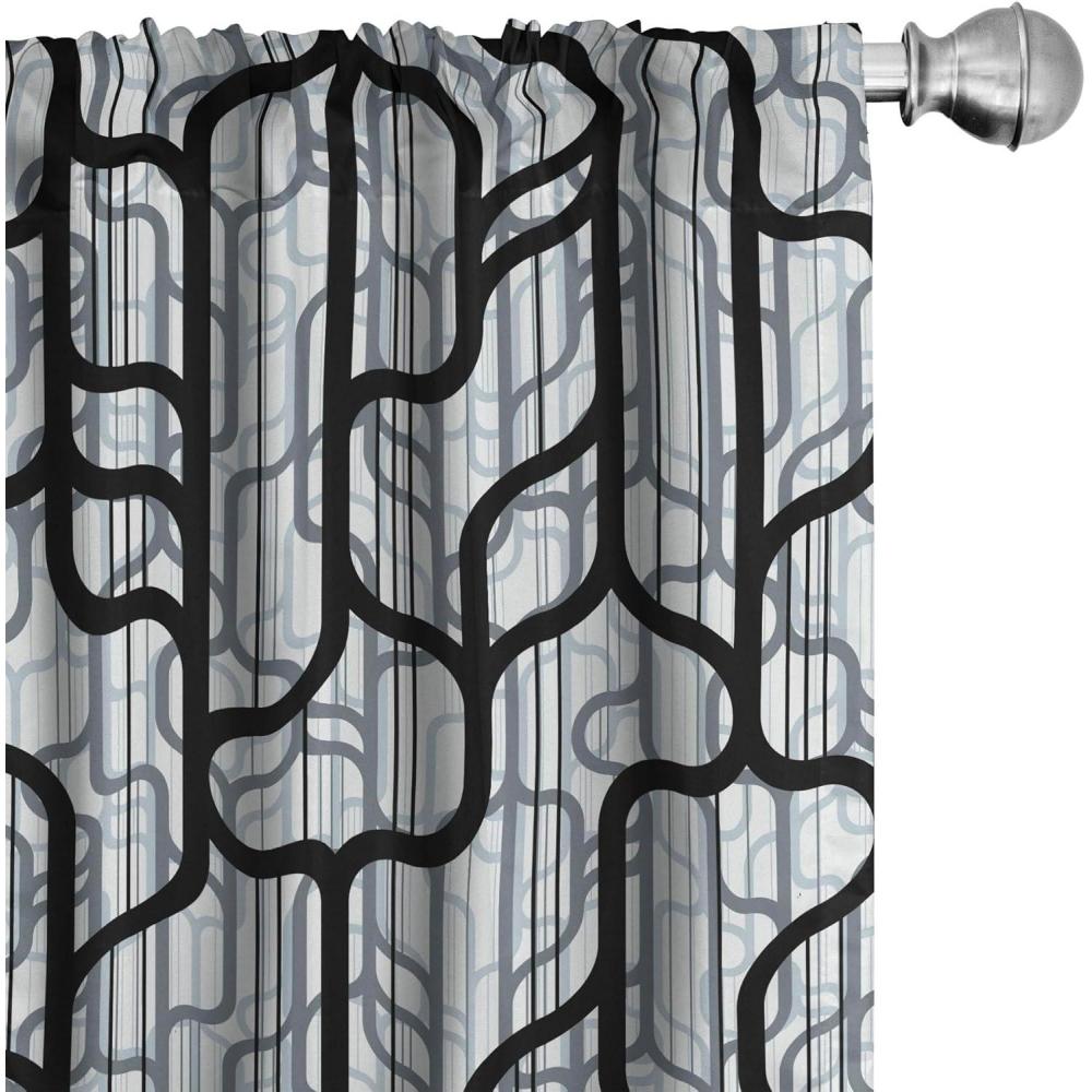 imageAmbesonne Garden Scene Curtains Autumn Vibes Romantic Themed Monochrome Daisy Pattern Neutral Art Window Treatments 2 Panel Set for Living Room Bedroom Pair of  28 x 95 Charcoal Grey EggshellCharcoal Grey Pale Grey