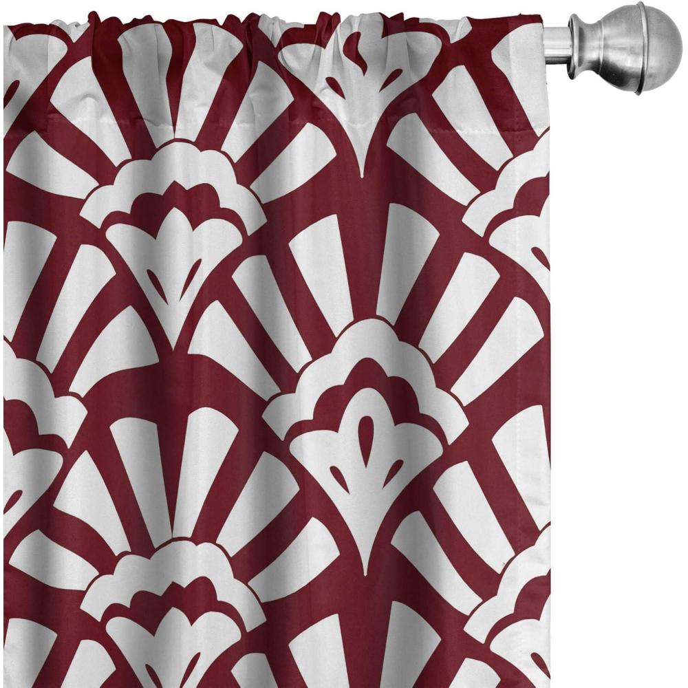 imageAmbesonne Garden Scene Curtains Autumn Vibes Romantic Themed Monochrome Daisy Pattern Neutral Art Window Treatments 2 Panel Set for Living Room Bedroom Pair of  28 x 95 Charcoal Grey EggshellMaroon and White