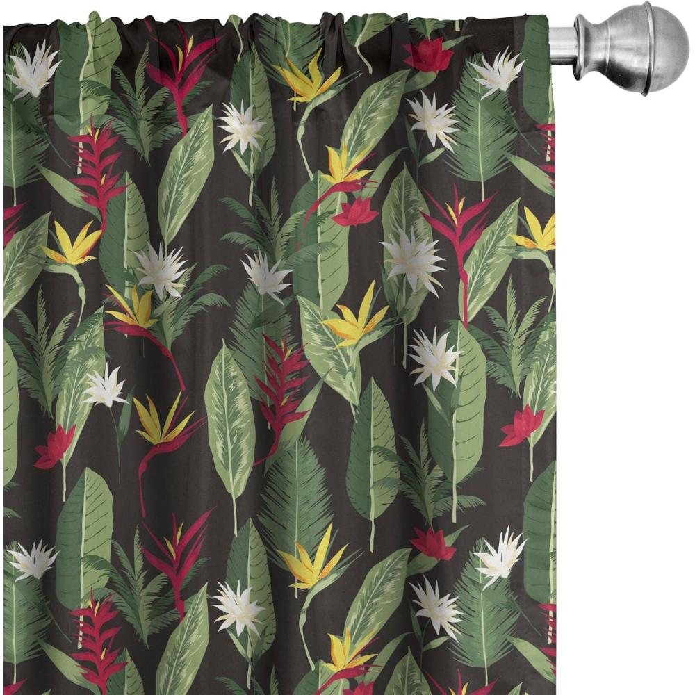 imageAmbesonne Garden Scene Curtains Autumn Vibes Romantic Themed Monochrome Daisy Pattern Neutral Art Window Treatments 2 Panel Set for Living Room Bedroom Pair of 28 x 95 Charcoal Grey EggshellDark Coral Reseda Green