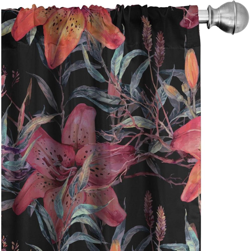 imageAmbesonne Garden Scene Curtains Soft Tones Flowers Boho Pattern Springtime Inspired Neutral Art Window Treatments 2 Panel Set for Living Room Bedroom Pair of 28 x 95 Lavender Blue Warm TaupeCharcoal Grey and Vermilion