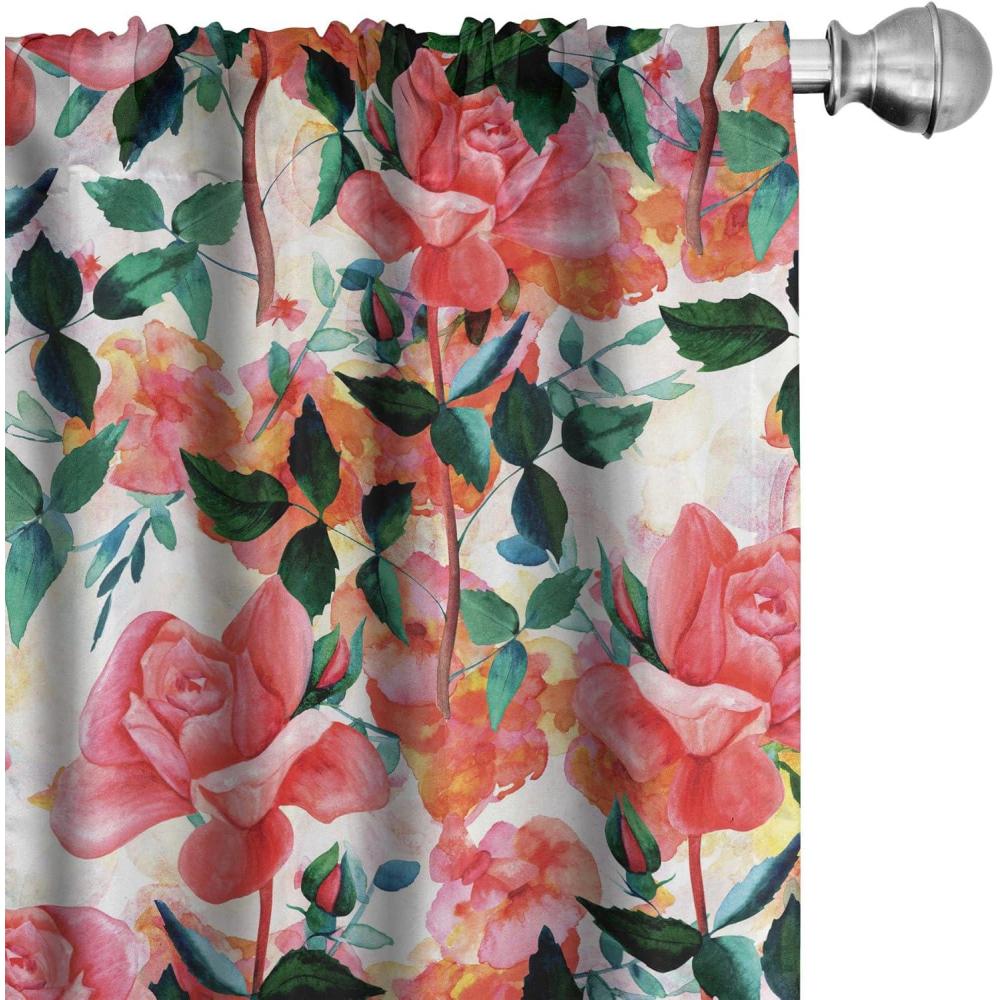 imageAmbesonne Garden Scene Curtains Soft Tones Flowers Boho Pattern Springtime Inspired Neutral Art Window Treatments 2 Panel Set for Living Room Bedroom Pair of 28 x 95 Lavender Blue Warm TaupePastel Pink Hunter Green