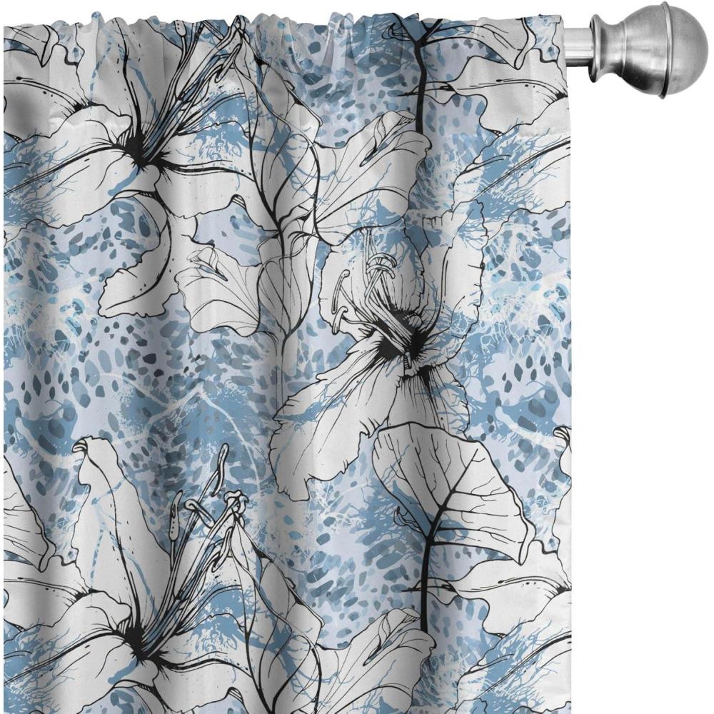 imageAmbesonne Garden Scene Curtains Soft Tones Flowers Boho Pattern Springtime Inspired Neutral Art Window Treatments 2 Panel Set for Living Room Bedroom Pair of 28 x 95 Lavender Blue Warm TaupePale Sky Blue White