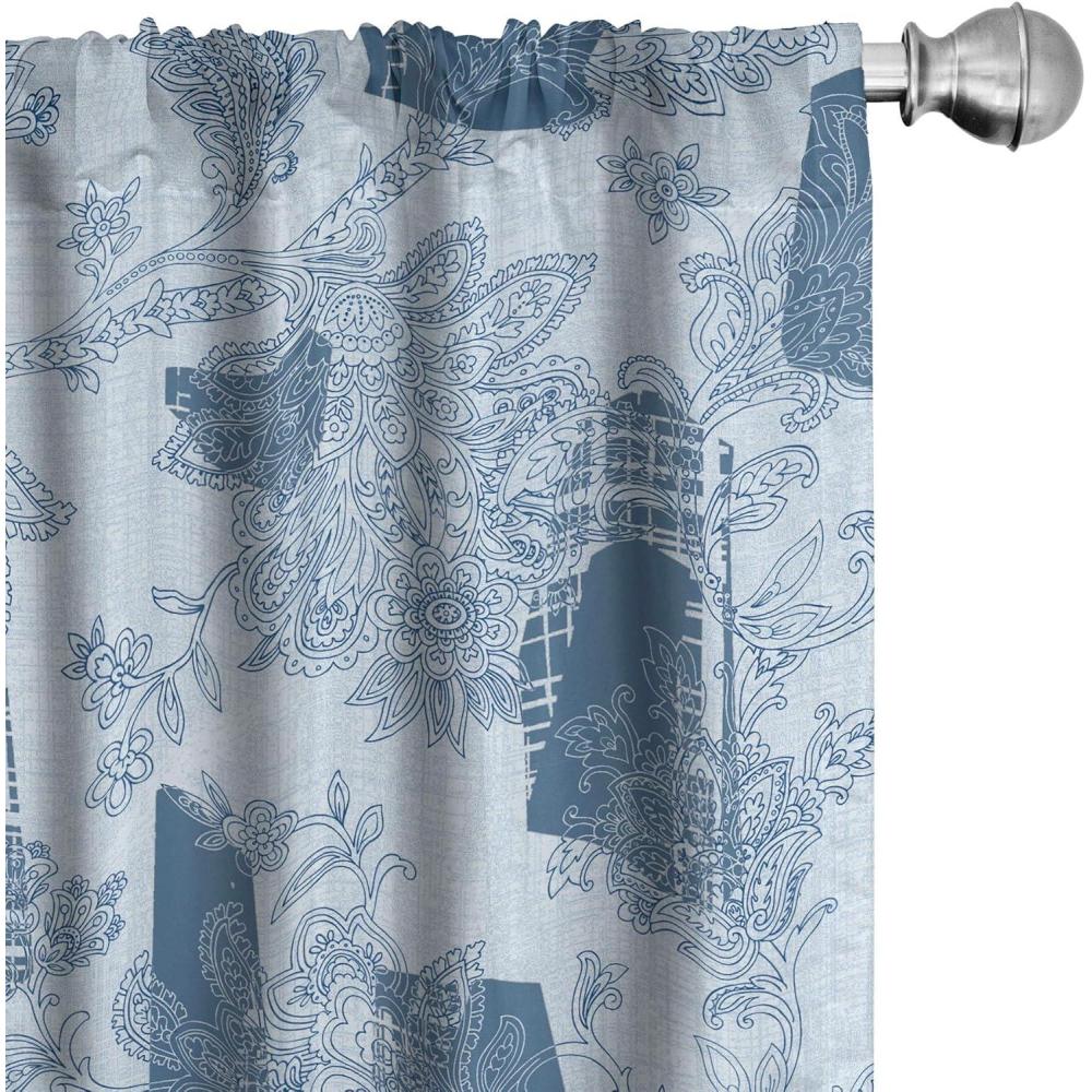 imageAmbesonne Garden Scene Curtains Soft Tones Flowers Boho Pattern Springtime Inspired Neutral Art Window Treatments 2 Panel Set for Living Room Bedroom Pair of 28 x 95 Lavender Blue Warm TaupePale Blue and Dark Sky Blue