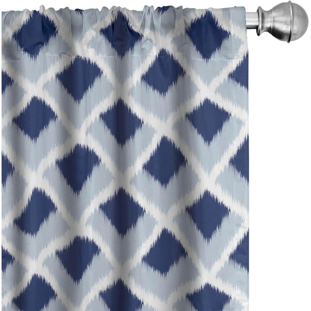imageAmbesonne Ikat Curtains Traditional Classic Pattern in Blue Tones and Modern Style Ethnic Window Treatments 2 Panel Set for Living Room Bedroom Pair of 28 x 84 Pale Blue Navy Blue