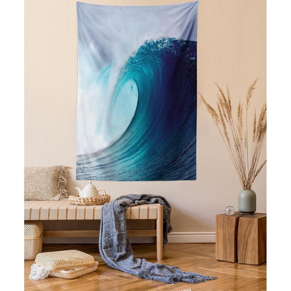 imageAmbesonne Mint Tapestry Blurry Abstract Background Shady Pastel Toned Modern Watercolor Murky Image Wall Hanging for Bedroom Living Room Dorm Decor 60 X 80 Mint GreenBlue White