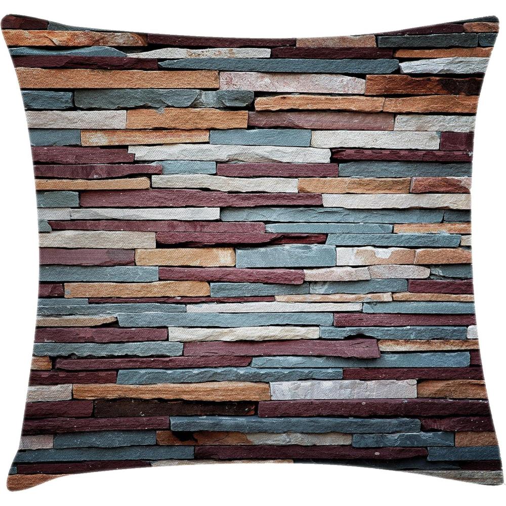imageAmbesonne Modern Throw Pillow Cushion Cover Geometric Triangle Shapes Zig Zag Triggering Lines Minimalist Pattern Print Decorative Square Accent Pillow Case 18 X 18 Black and WhiteMauve Teal Ivory