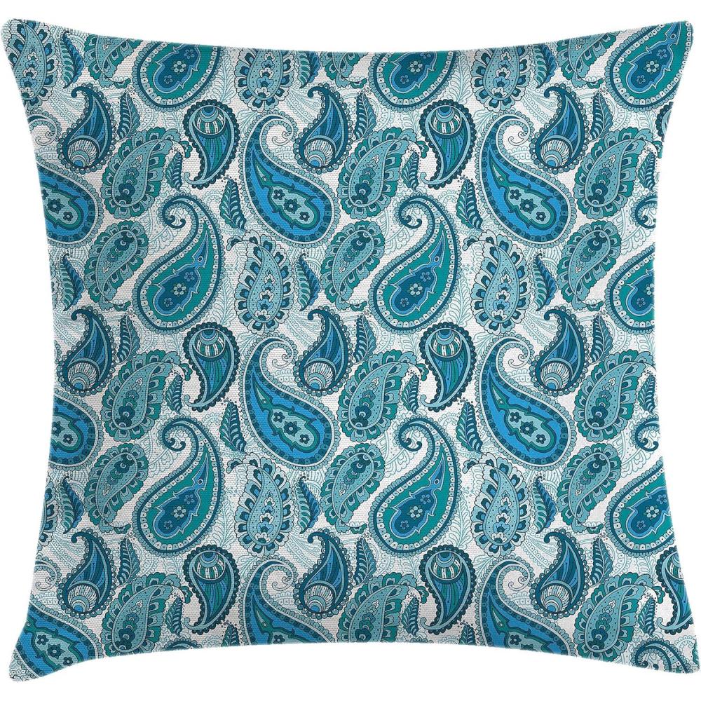 imageAmbesonne Modern Throw Pillow Cushion Cover Geometric Triangle Shapes Zig Zag Triggering Lines Minimalist Pattern Print Decorative Square Accent Pillow Case 18 X 18 Black and WhiteWhite Teal