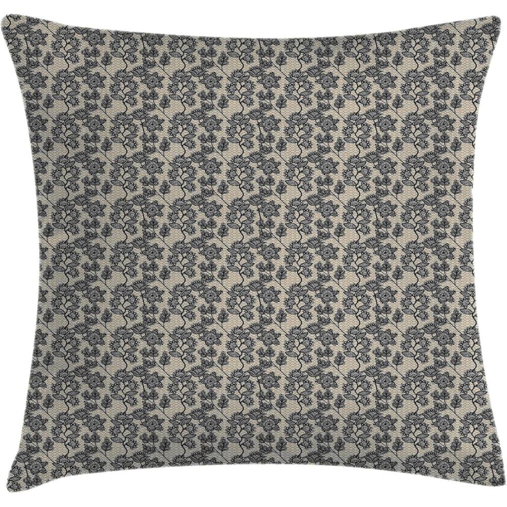imageAmbesonne Modern Throw Pillow Cushion Cover Geometric Triangle Shapes Zig Zag Triggering Lines Minimalist Pattern Print Decorative Square Accent Pillow Case 18 X 18 Black and WhiteBlack Beige