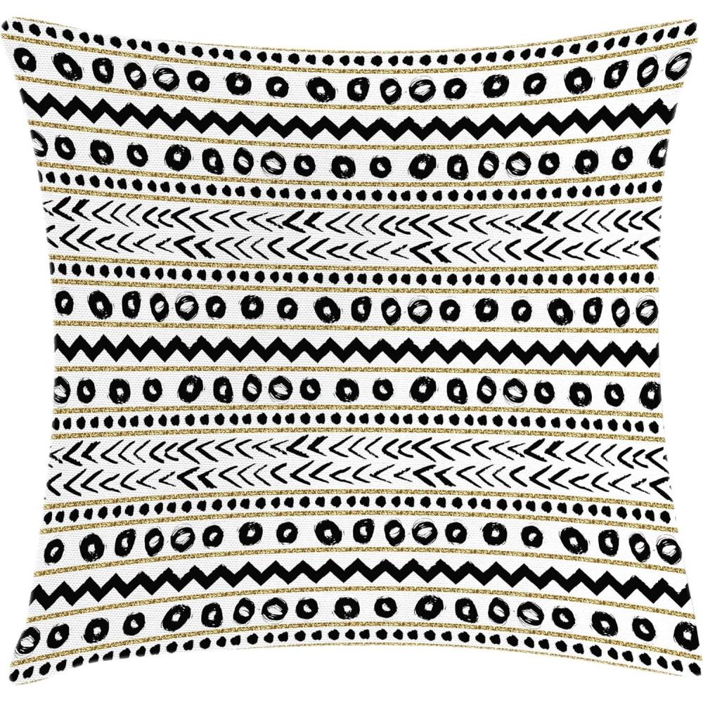 imageAmbesonne Modern Throw Pillow Cushion Cover Geometric Triangle Shapes Zig Zag Triggering Lines Minimalist Pattern Print Decorative Square Accent Pillow Case 18 X 18 Black and WhiteYellow Black