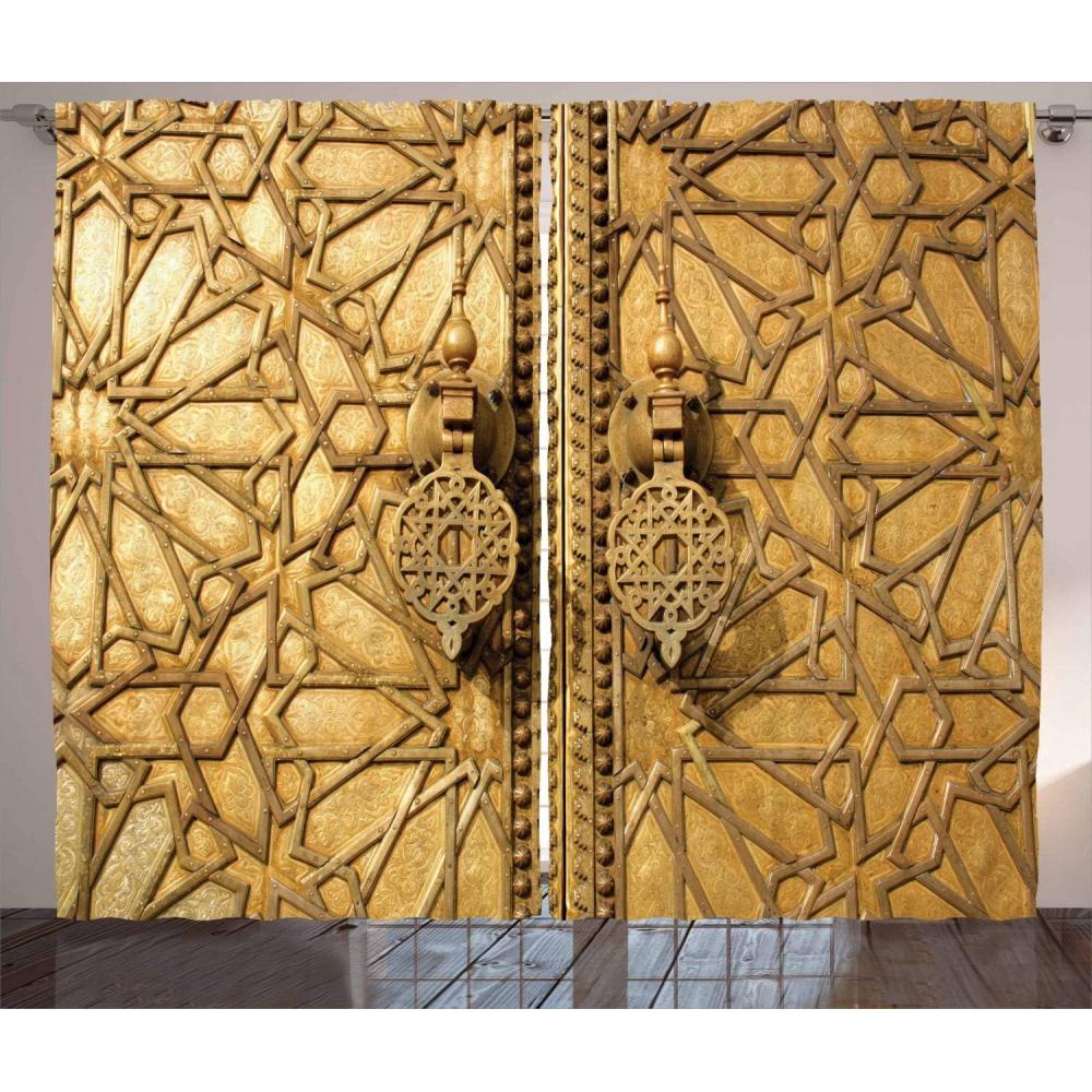 imageAmbesonne Moroccan Curtains Main Gates of Royal Palace in Marrakesh Morocco Travel Tourist Attraction Photo Living Room Bedroom Window Drapes 2 Panel Set 108 X 90 Pale Brown