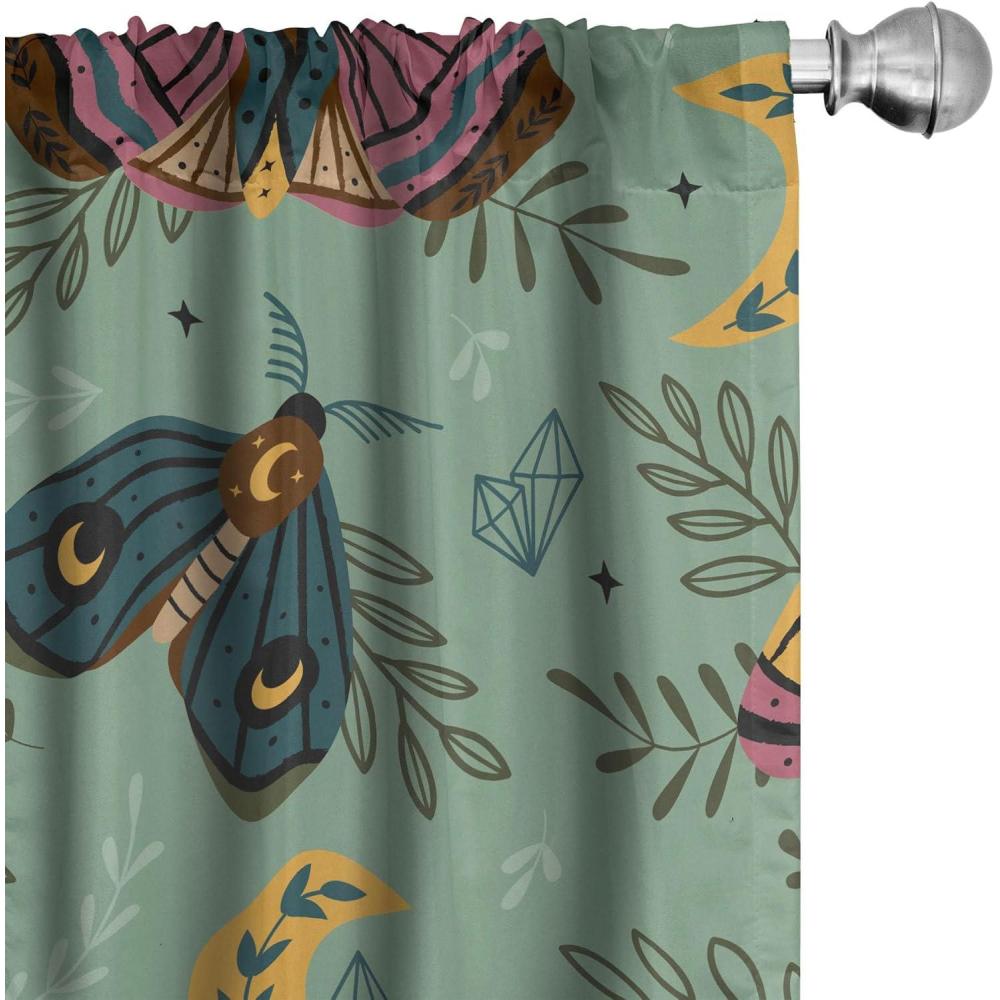 imageAmbesonne Nature Themed Curtains Modern Pattern of Tropical Atmosphere Neutral Leaves and Bumblebee Window Treatments 2 Panel Set for Living Room Bedroom Pair of 28 x 84 Purpleblue Sand BrownLaurel Green and Apricot
