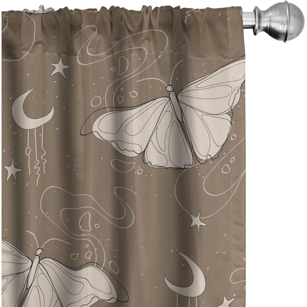 imageAmbesonne Nature Themed Curtains Modern Pattern of Tropical Atmosphere Neutral Leaves and Bumblebee Window Treatments 2 Panel Set for Living Room Bedroom Pair of 28 x 84 Purpleblue Sand BrownSepia Beige
