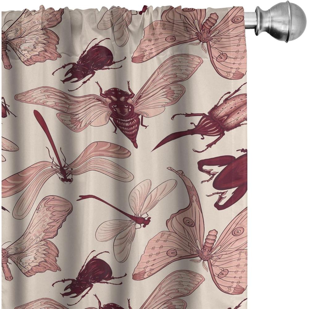 imageAmbesonne Nature Themed Curtains Modern Pattern of Tropical Atmosphere Neutral Leaves and Bumblebee Window Treatments 2 Panel Set for Living Room Bedroom Pair of 28 x 84 Purpleblue Sand BrownPale Salmon Dried Rose