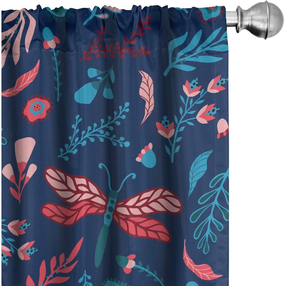 imageAmbesonne Nature Themed Curtains Modern Pattern of Tropical Atmosphere Neutral Leaves and Bumblebee Window Treatments 2 Panel Set for Living Room Bedroom Pair of  28 x 84 Purpleblue Sand BrownDark Violet Dark Coral