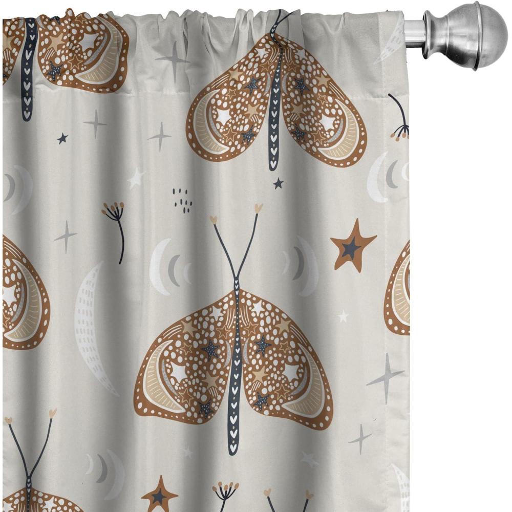 imageAmbesonne Nature Themed Curtains Modern Pattern of Tropical Atmosphere Neutral Leaves and Bumblebee Window Treatments 2 Panel Set for Living Room Bedroom Pair of 28 x 84 Purpleblue Sand BrownEggshell Caramel White