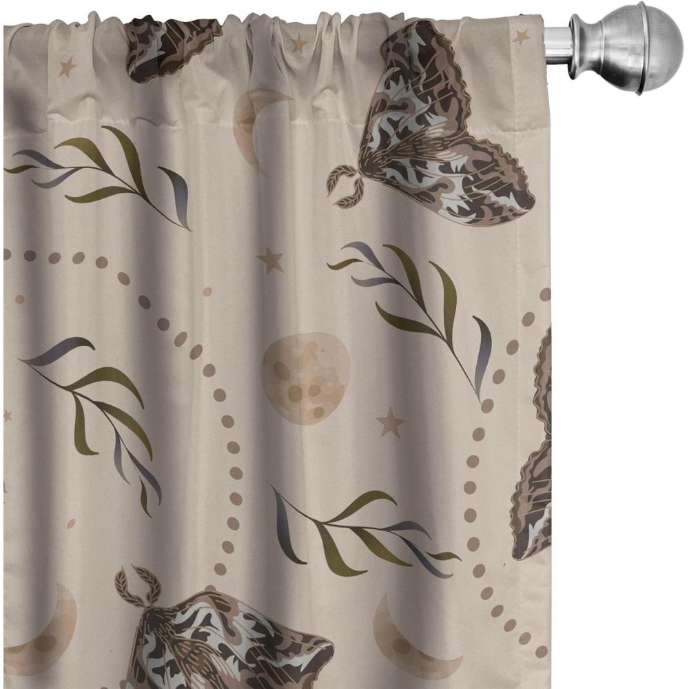 imageAmbesonne Nature Themed Curtains Modern Pattern of Tropical Atmosphere Neutral Leaves and Bumblebee Window Treatments 2 Panel Set for Living Room Bedroom Pair of 28 x 84 Purpleblue Sand BrownPale Mustard Chocolate
