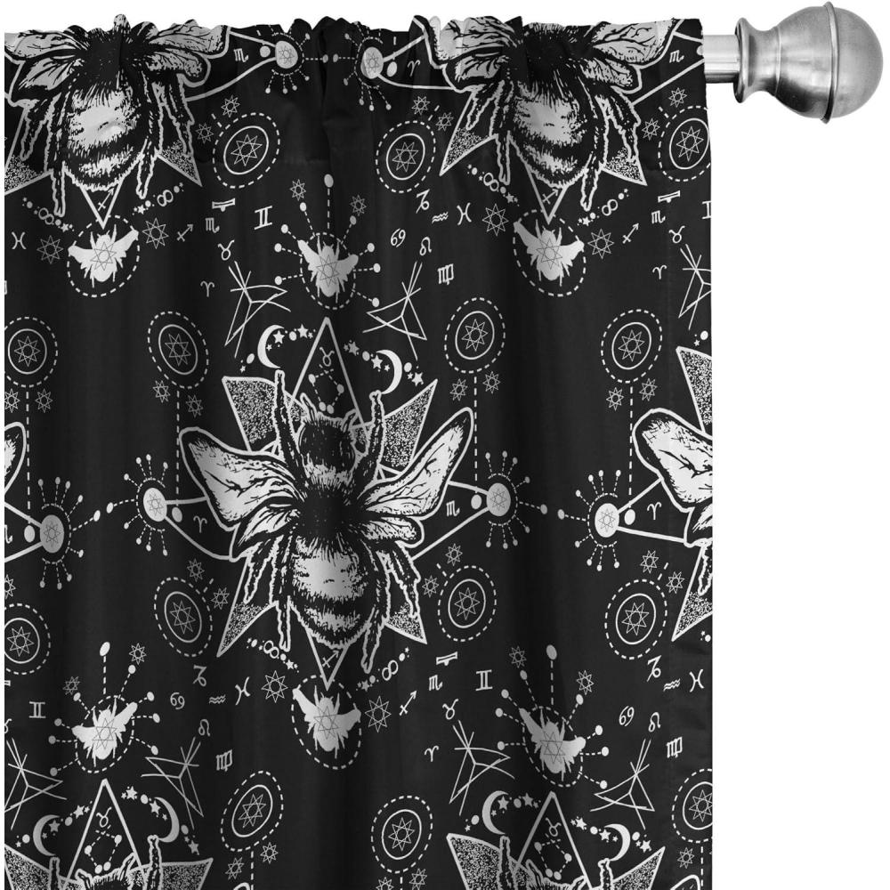 imageAmbesonne Nature Themed Curtains Modern Pattern of Tropical Atmosphere Neutral Leaves and Bumblebee Window Treatments 2 Panel Set for Living Room Bedroom Pair of 28 x 84 Purpleblue Sand BrownCharcoal Grey White