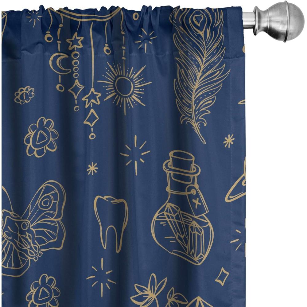 imageAmbesonne Nature Themed Curtains Modern Pattern of Tropical Atmosphere Neutral Leaves and Bumblebee Window Treatments 2 Panel Set for Living Room Bedroom Pair of  28 x 84 Purpleblue Sand BrownDark Lavender Sand Brown