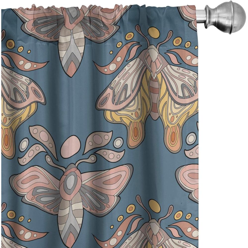 imageAmbesonne Nature Themed Curtains Modern Pattern of Tropical Atmosphere Neutral Leaves and Bumblebee Window Treatments 2 Panel Set for Living Room Bedroom Pair of  28 x 84 Purpleblue Sand BrownSlate Blue Blush Mustard