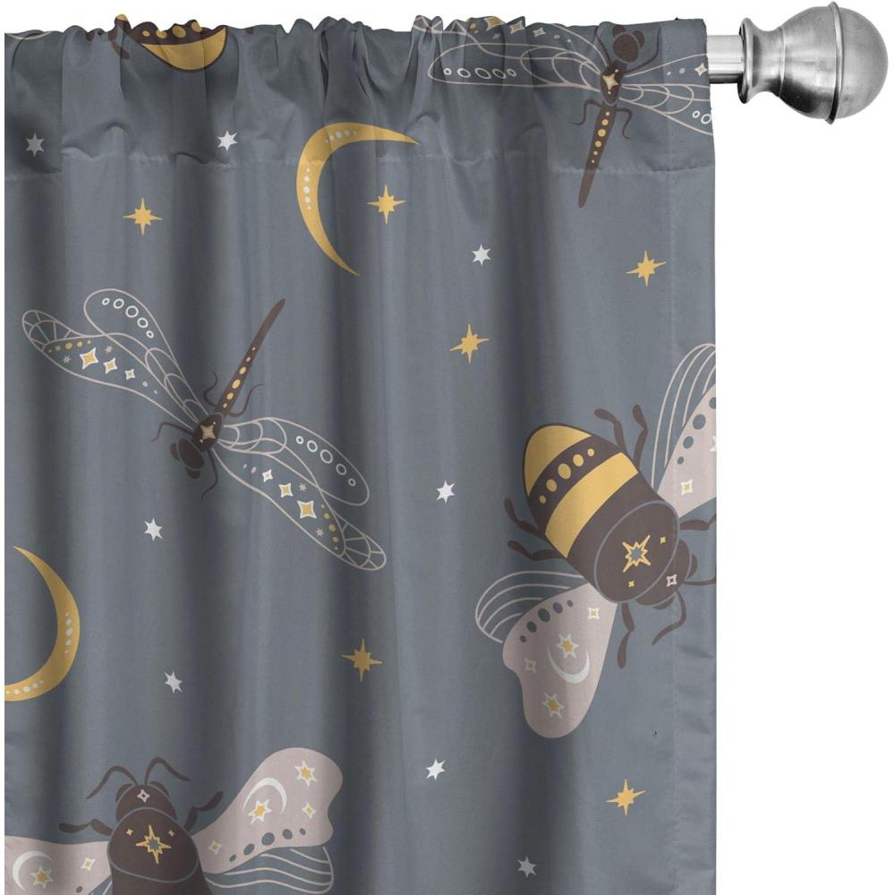 imageAmbesonne Nature Themed Curtains Modern Pattern of Tropical Atmosphere Neutral Leaves and Bumblebee Window Treatments 2 Panel Set for Living Room Bedroom Pair of 28 x 84 Purpleblue Sand BrownPurpleblue Pale Orange