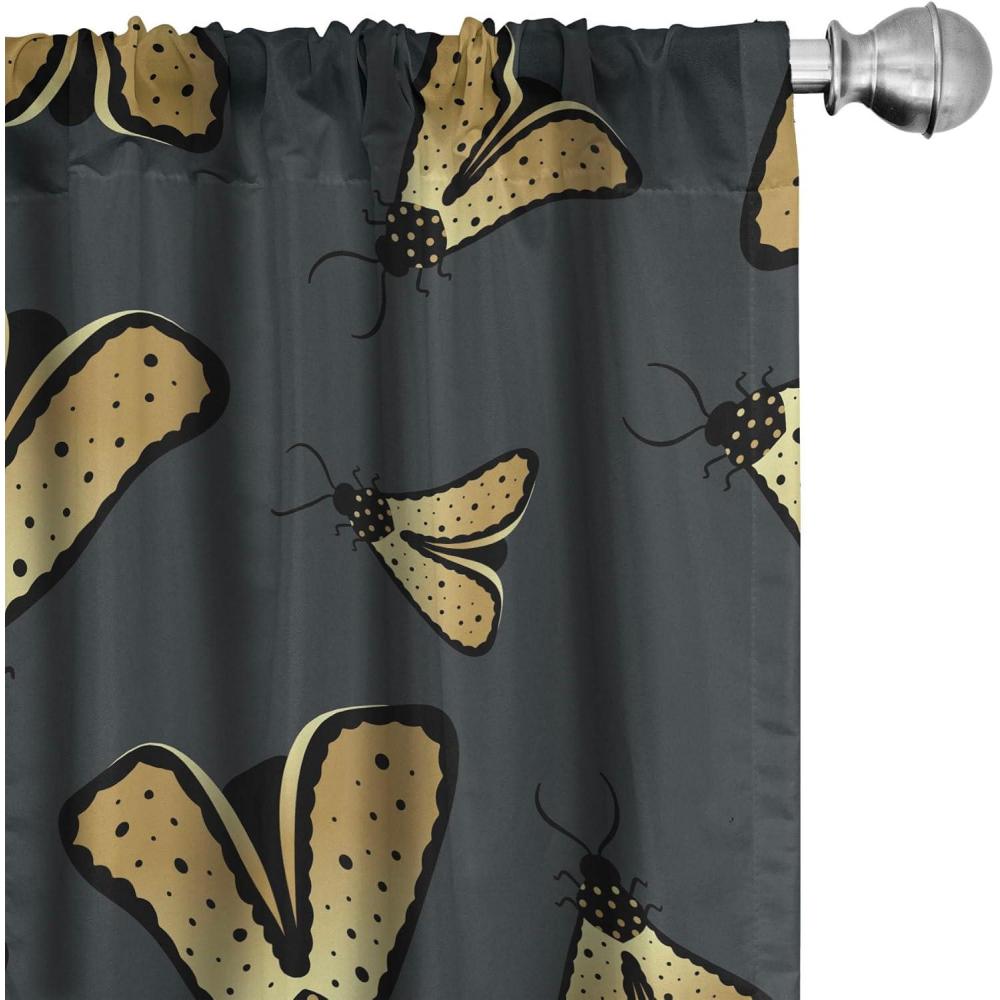 imageAmbesonne Nature Themed Curtains Modern Pattern of Tropical Atmosphere Neutral Leaves and Bumblebee Window Treatments 2 Panel Set for Living Room Bedroom Pair of 28 x 84 Purpleblue Sand BrownPale Camel Charcoal Grey
