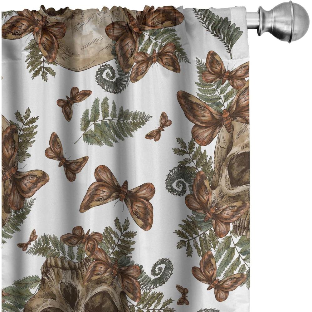 imageAmbesonne Nature Themed Curtains Modern Pattern of Tropical Atmosphere Neutral Leaves and Bumblebee Window Treatments 2 Panel Set for Living Room Bedroom Pair of  28 x 84 Purpleblue Sand BrownWhite Umber and Laurel Green