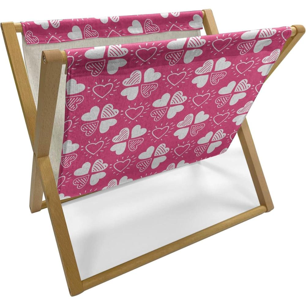 imageAmbesonne Romantic Magazine and Book Holder Continuous Hand Drawn Hearts as Clover Leaves Monochrome Valentines Day Floor Rack Decor for Interior of Home amp Office 22 x 19 Hot Pink and WhiteHot Pink and White