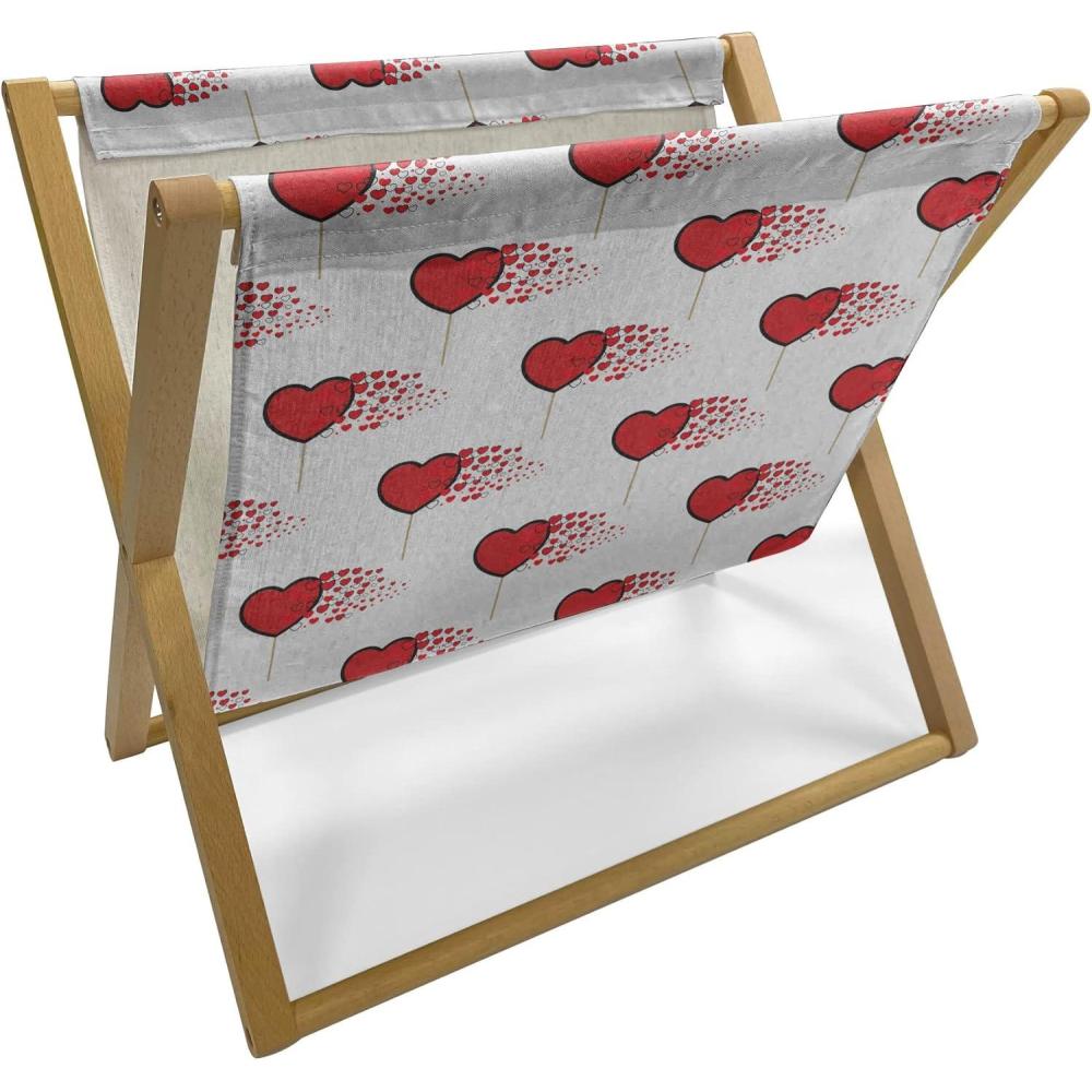 imageAmbesonne Valentines Day Magazine and Book Holder Abstract Hearts Lollipops Rhythmic Romance Illustration Floor Rack Decor for Interior of Home amp Office 22 x 19 Vermilion PearlVermilion Pearl