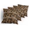Ambesonne Chocolate Throw Pillow Cushion Case Pack of 4, Parquet Pattern in Wooden Style Geometric Design in Nature Inspired Art, Modern Accent Double-Sided Digital Printing, 20″, Brown Beige(Brown Beige)