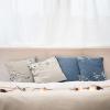 Ambesonne Chocolate Throw Pillow Cushion Case Pack of 4, Parquet Pattern in Wooden Style Geometric Design in Nature Inspired Art, Modern Accent Double-Sided Digital Printing, 20″, Brown Beige(Slate Blue Eggshell)