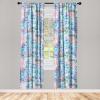 Ambesonne Ethnic Curtains, Abstract Boho Vibe Oriental Rhombus Motifs Grunge Design with Neutral Colors, Window Treatments 2 Panel Set for Living Room Bedroom, Pair of – 28″ x 63″, Seafoam Purpleblue(Deep Sky Blue Rose)