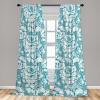 Ambesonne Ethnic Curtains, Abstract Boho Vibe Oriental Rhombus Motifs Grunge Design with Neutral Colors, Window Treatments 2 Panel Set for Living Room Bedroom, Pair of – 28″ x 63″, Seafoam Purpleblue(Cadet Blue and Off White)
