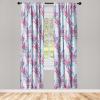Ambesonne Ethnic Curtains, Abstract Boho Vibe Oriental Rhombus Motifs Grunge Design with Neutral Colors, Window Treatments 2 Panel Set for Living Room Bedroom, Pair of – 28″ x 63″, Seafoam Purpleblue(Magenta Pale Pink)