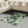 Ambesonne Eucalyptus Leaves Area Rug, Gloomy Love of Nature on Neutral Watercolor Art Background, Flat Woven Accent Rug for Living Room Bedroom Dining Room, 2′ 6″ x 5′, Mustard and Reseda Green(Grey Teal Earth Yellow)