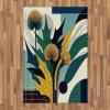 Ambesonne Eucalyptus Leaves Area Rug, Gloomy Love of Nature on Neutral Watercolor Art Background, Flat Woven Accent Rug for Living Room Bedroom Dining Room, 2′ 6″ x 5′, Mustard and Reseda Green(Teal Mustard Blue)