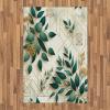 Ambesonne Eucalyptus Leaves Area Rug, Gloomy Love of Nature on Neutral Watercolor Art Background, Flat Woven Accent Rug for Living Room Bedroom Dining Room, 2′ 6″ x 5′, Mustard and Reseda Green(Dark Teal Amber Ivory)