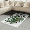 Ambesonne Eucalyptus Leaves Area Rug, Gloomy Love of Nature on Neutral Watercolor Art Background, Flat Woven Accent Rug for Living Room Bedroom Dining Room, 2′ 6″ x 5′, Mustard and Reseda Green(Dark Blue Grey and Green)