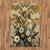 Ambesonne Eucalyptus Leaves Area Rug, Gloomy Love of Nature on Neutral Watercolor Art Background, Flat Woven Accent Rug for Living Room Bedroom Dining Room, 2′ 6″ x 5′, Mustard and Reseda Green(Amber Laurel Green)