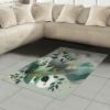 Ambesonne Eucalyptus Leaves Area Rug, Gloomy Love of Nature on Neutral Watercolor Art Background, Flat Woven Accent Rug for Living Room Bedroom Dining Room, 2′ 6″ x 5′, Mustard and Reseda Green(Dark Sea Green Grey Teal)