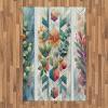 Ambesonne Eucalyptus Leaves Area Rug, Gloomy Love of Nature on Neutral Watercolor Art Background, Flat Woven Accent Rug for Living Room Bedroom Dining Room, 2′ 6″ x 5′, Mustard and Reseda Green(Teal Multicolor)