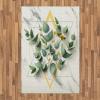 Ambesonne Eucalyptus Leaves Area Rug, Gloomy Love of Nature on Neutral Watercolor Art Background, Flat Woven Accent Rug for Living Room Bedroom Dining Room, 2′ 6″ x 5′, Mustard and Reseda Green(Peacock Green Mustard)