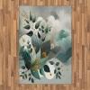 Ambesonne Eucalyptus Leaves Area Rug, Gloomy Love of Nature on Neutral Watercolor Art Background, Flat Woven Accent Rug for Living Room Bedroom Dining Room, 2′ 6″ x 5′, Mustard and Reseda Green(Dark Sea Green Grey Teal)