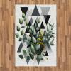 Ambesonne Eucalyptus Leaves Area Rug, Gloomy Love of Nature on Neutral Watercolor Art Background, Flat Woven Accent Rug for Living Room Bedroom Dining Room, 2′ 6″ x 5′, Mustard and Reseda Green(Dark Blue Grey and Green)