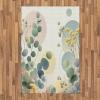 Ambesonne Eucalyptus Leaves Area Rug, Gloomy Love of Nature on Neutral Watercolor Art Background, Flat Woven Accent Rug for Living Room Bedroom Dining Room, 2′ 6″ x 5′, Mustard and Reseda Green(Laurel Green Blue Cream)