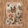 Ambesonne Eucalyptus Leaves Area Rug, Gloomy Love of Nature on Neutral Watercolor Art Background, Flat Woven Accent Rug for Living Room Bedroom Dining Room, 2′ 6″ x 5′, Mustard and Reseda Green(Peach Peacock Green)