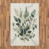 Ambesonne Eucalyptus Leaves Area Rug, Gloomy Love of Nature on Neutral Watercolor Art Background, Flat Woven Accent Rug for Living Room Bedroom Dining Room, 2′ 6″ x 5′, Mustard and Reseda Green(Sage Green Off White)